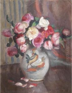 Still Life With Roses In A Painted Jug Still Life With Roses In A Painted Jug