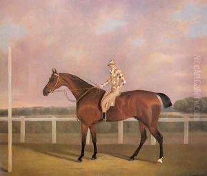 Memnon, a Chestnut Racehorse, with Jockey up