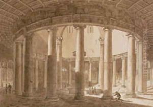 Interior of the Temple of Claudius in Rome, c.1800 by Agostino Tofanelli