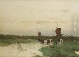 Cows Near The Waterfront By Dusk by Jan Hendrik Weissenbruch