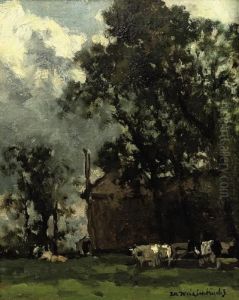 Cows In A Sunny Landscape by Jan Hendrik Weissenbruch