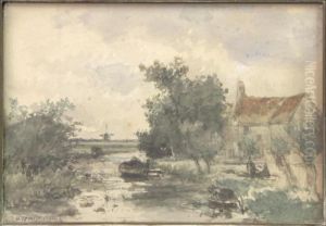 Dutch Landscape With Canal by Jan Hendrik Weissenbruch