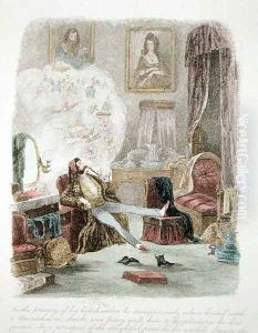 Illustration from Visitation of a London Exquisite to his Maiden Aunts in the Country, published 1859 by Theo