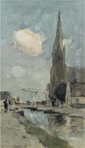 A View Of The Vliet With The H.h. Petrus En Pauluskerk, Leidschendam