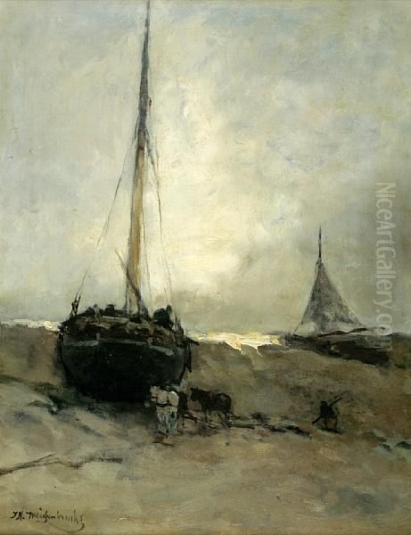 Beached Boats Under A Grey Sky - view 1