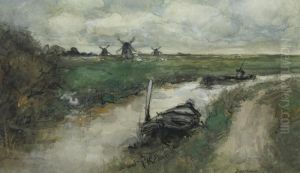 Punting Along A River by Jan Hendrik Weissenbruch