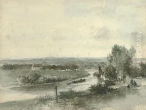 An Extensive River Landscape (recto); And A Study Of A Landscape(verso) by Jan Hendrik Weissenbruch