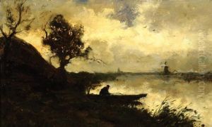 A Fisher During Sunset by Jan Hendrik Weissenbruch