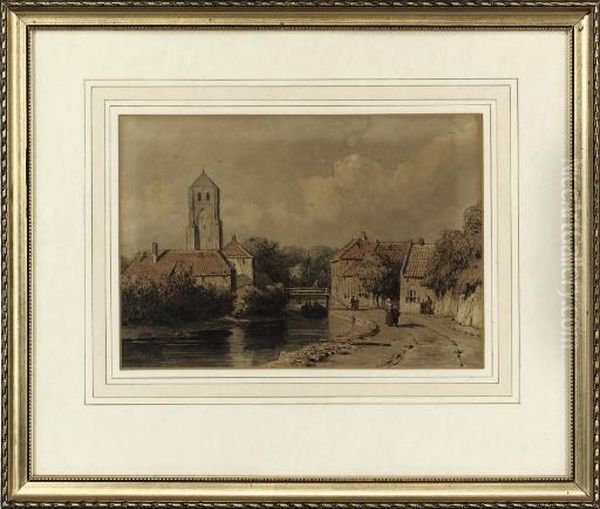 A Canal Through A Village, A Church Beyond - view 1
