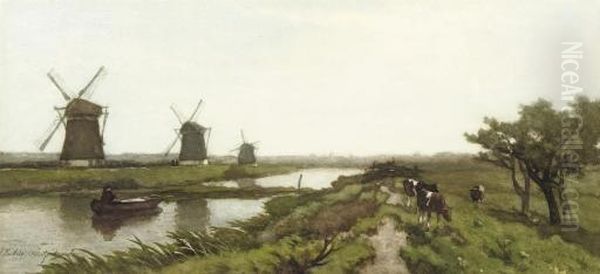 Windmills In A Polder Landscape - view 1
