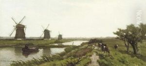 Windmills In A Polder Landscape