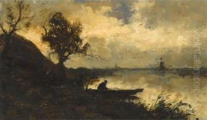 A Polder Landscape At Sunset