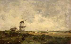 Windmill In A Polder Landscape