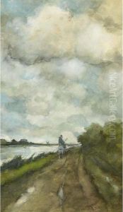 A Horseman On A Tow-path Near Noorden by Jan Hendrik Weissenbruch