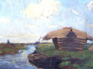 Farm Dwelling By A Stream by Jan Hendrik Weissenbruch