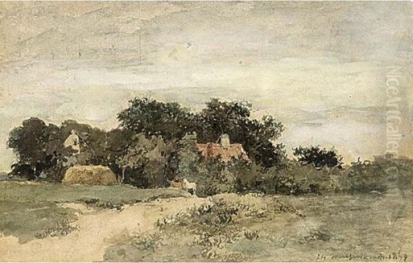 View Of A Landscape With Horses On A Path - view 1