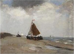 Bomschuiten On The Beach by Jan Hendrik Weissenbruch