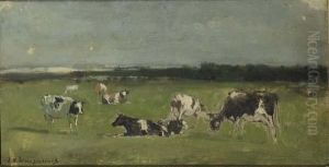 In De Weide: Cows In A Polder Landscape - A Study by Jan Hendrik Weissenbruch