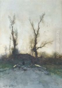 Early Morning: A Shepherd Guiding His Flock by Jan Hendrik Weissenbruch