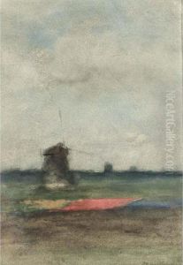 A Windmill In The Bulbfields by Jan Hendrik Weissenbruch