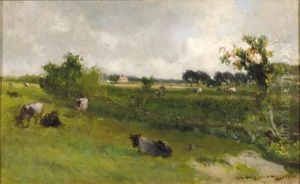 Grazing Cows In A Polder Landscape by Jan Hendrik Weissenbruch