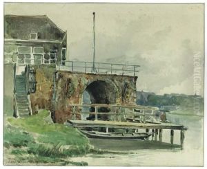 A Fragmentary Bridge With A
Tollhouse And A Landing Bridge (recto);a Study Of Jetty (verso) by Jan Hendrik Weissenbruch