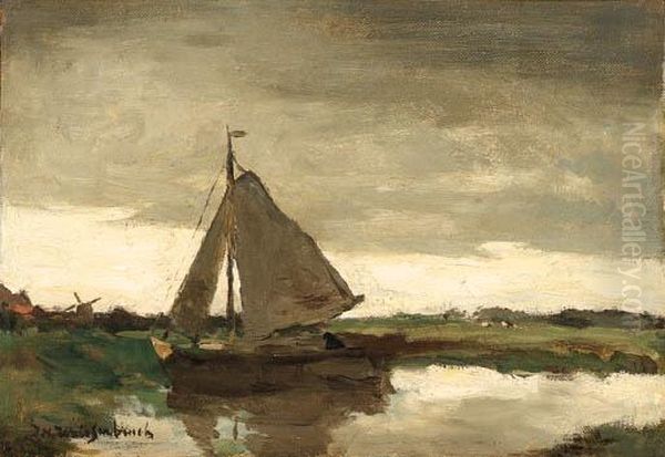 Sailboat On A Canal - view 1