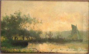 A Sailing Boat In A Polder Landscape
