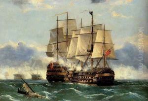 The Battleship Trafalgar by Frederick Tudgay
