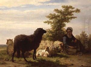 The Shepherdess by Charles Philogene Tschaggeny