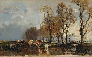 Kuhe Am Wasser by Joseph Wenglein