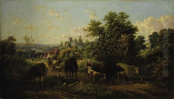 Extensive Landscape With Cattle - view 1