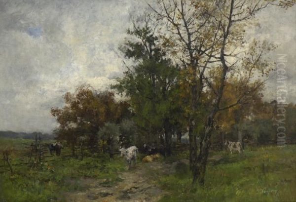 Baumlandschaft Mit Weidenden Kuhen. - view 1