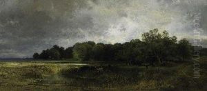 By A North Bavarian Lake. Signed And Dated Bottom Right: J. Wenglein 1870 by Joseph Wenglein