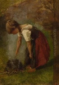 Madchen Am Feuer. by Joseph Wenglein