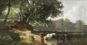 Kuhe An Der Tranke Am
Weiher. by Joseph Wenglein