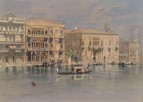 Venice.
The Palaces Miani Coletti Giusti And Ca' D'oro At The Grand Canal. by Carl Friedrich H. Werner