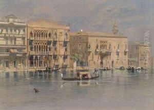 Venice. 
The Palaces Miani Coletti Giusti And Ca' D'oro At The Grand Canal.