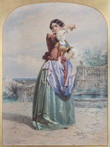 A Spanish Lady, Dancing On A Terrace Withcastanets A Spanish Lady, Dancing On A Terrace Withcastanets