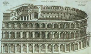 Plan of the Theatre of Marcellus, Rome, 1558 by Michael Tramezini