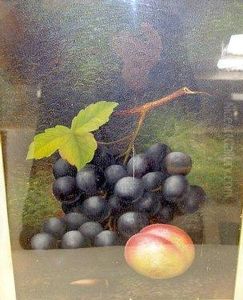 Still Life Study With Black Grapes And A Peach by Carl Friedrich H. Werner
