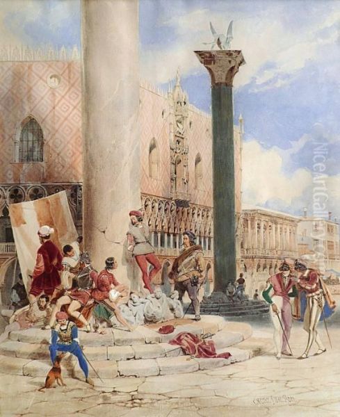 Au Pied De La Colonne Saint-marc A Venise - view 1