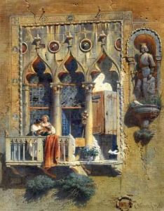 A Venetian Balcony by Carl Friedrich H. Werner