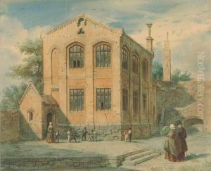 Schulhaus Mit Spielenden Kindern. by Carl Friedrich H. Werner