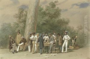 The Tea Interval Druing A Grand 
Cricket Match In Rome, Between Eton And The Rest Of The World