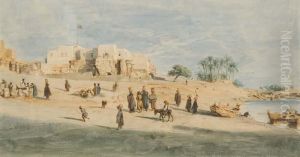 "luxor-am Nil" Mit Reicher Figurenstaffage by Carl Friedrich H. Werner