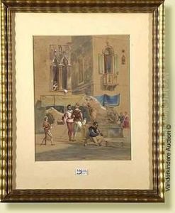 Piazzetta Del Leoni Animee by Carl Friedrich H. Werner