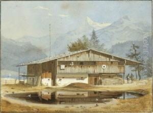 Bauernhaus In
Gebirgslandschaft. by Carl Friedrich H. Werner