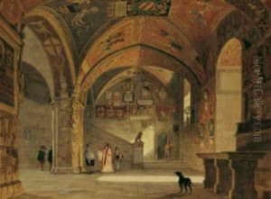Treppenhalle In Einem Italienischen Rathaus Des Mittelalters