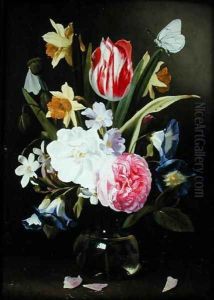 Still Life with Flowers in a Glass Vase 2 by Jan Philip van Thielen